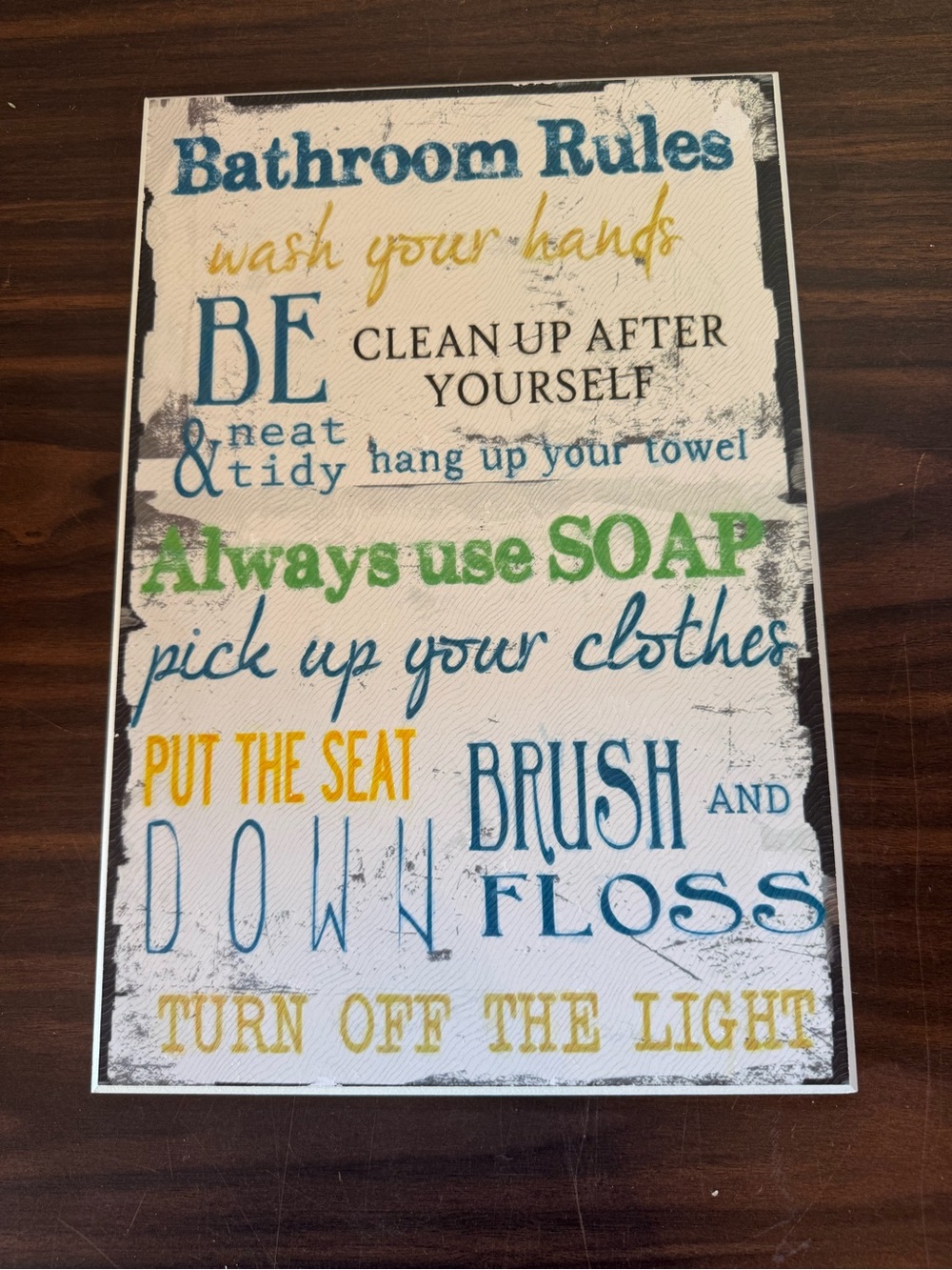 Fun Bathroom Wooden Sign Art 10”x15”